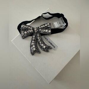 Dolce & Gabbana Black Bow Hair Accessory with Crystal Embellishment